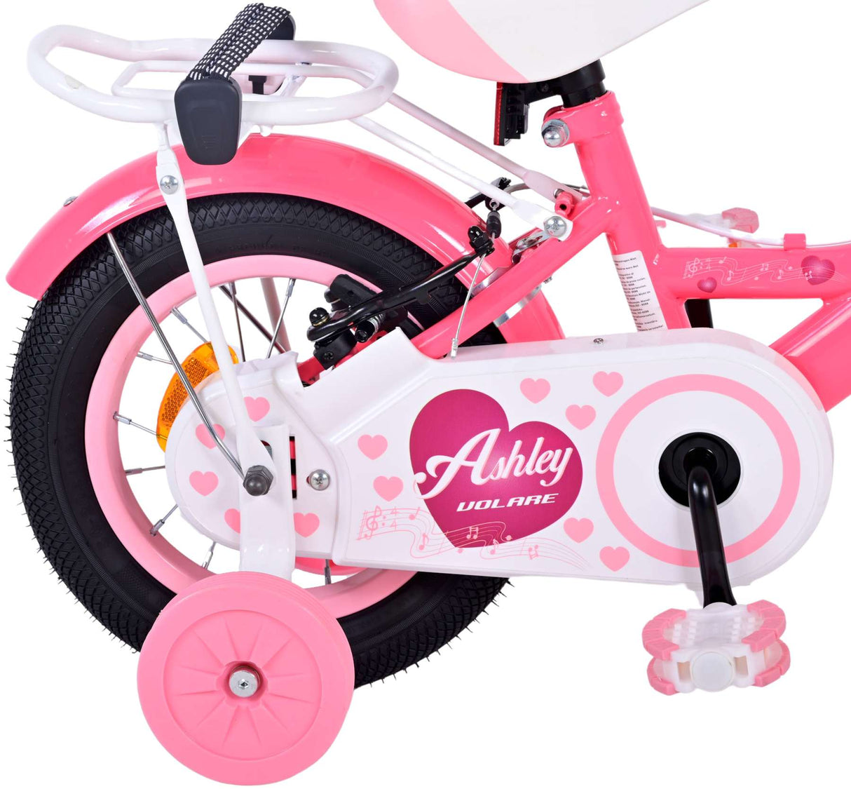 Volare Ashley Kinderfahrrad - Mädchen - 12 Zoll - Rosa/Rot - Zweihandbremsen