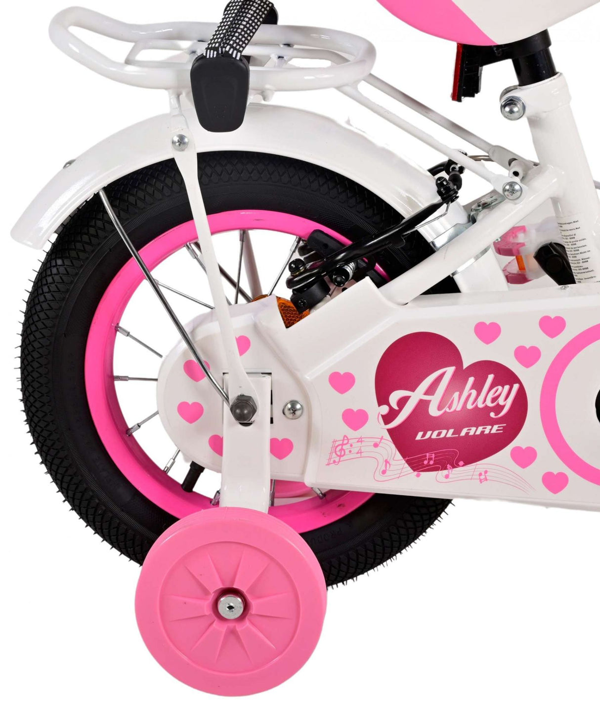 Volare Ashley Kinderfahrrad - Mädchen - 12 Zoll - Weiß - Zweihandbremsen