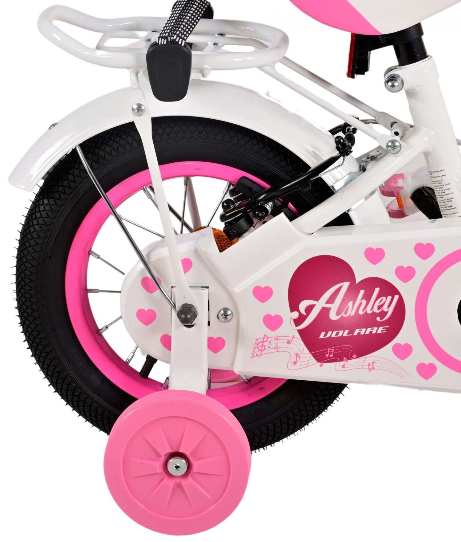 Volare Ashley Kinderfahrrad - Mädchen - 12 Zoll - Weiß - Zweihandbremsen