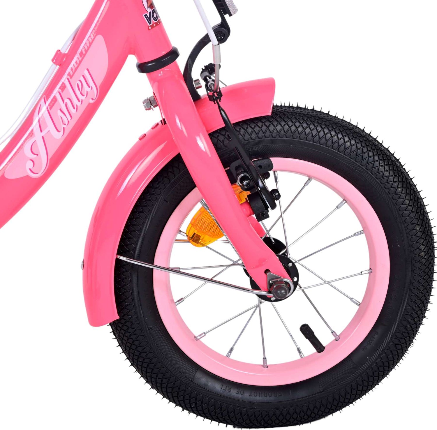 Volare Ashley Kinderfahrrad - Mädchen - 12 Zoll - Rosa/Rot - Zweihandbremsen