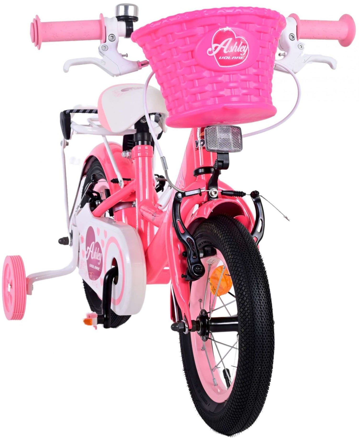 Volare Ashley Kinderfahrrad - Mädchen - 12 Zoll - Rosa/Rot - Zweihandbremsen