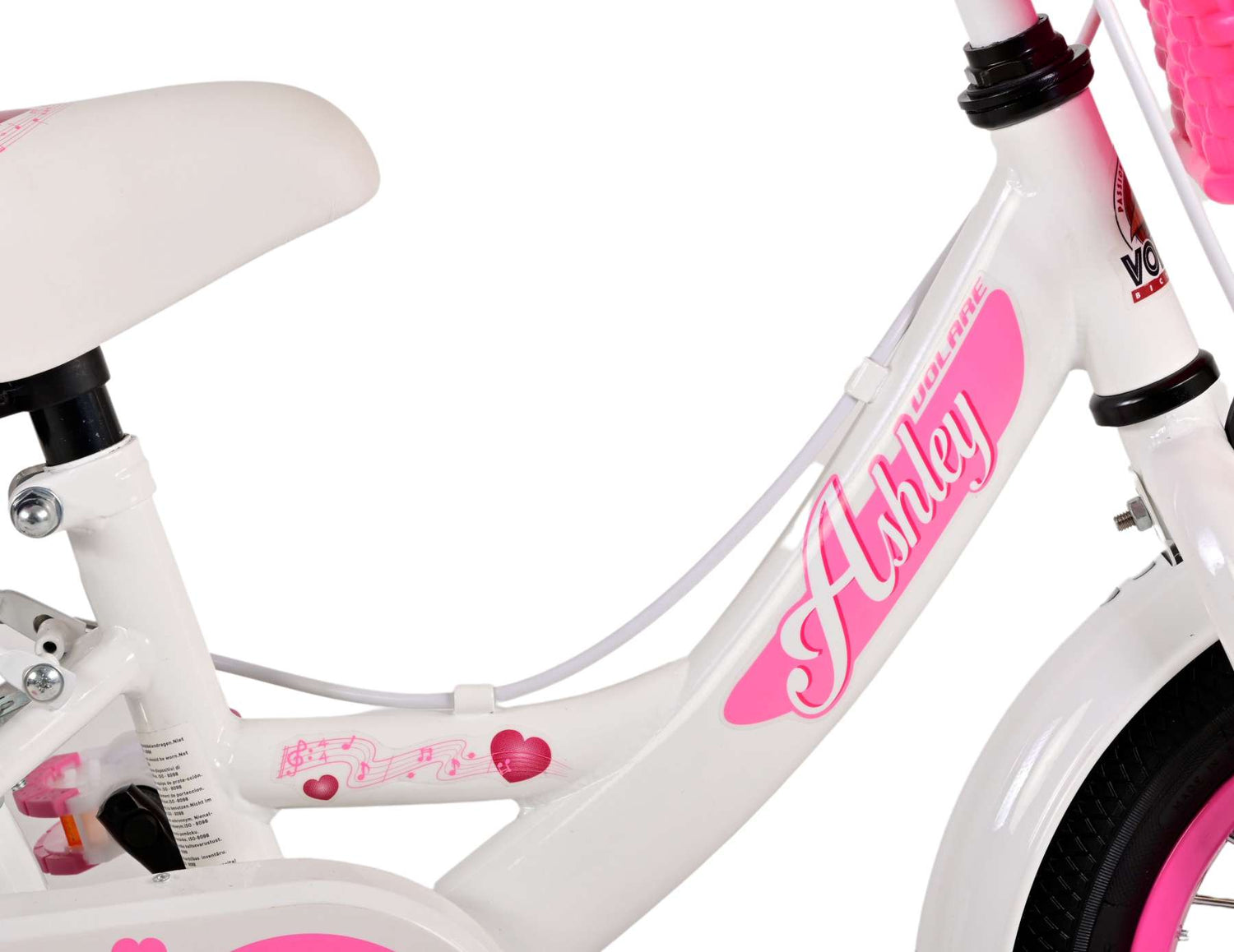 Volare Ashley Kinderfahrrad - Mädchen - 12 Zoll - Weiß - Zweihandbremsen