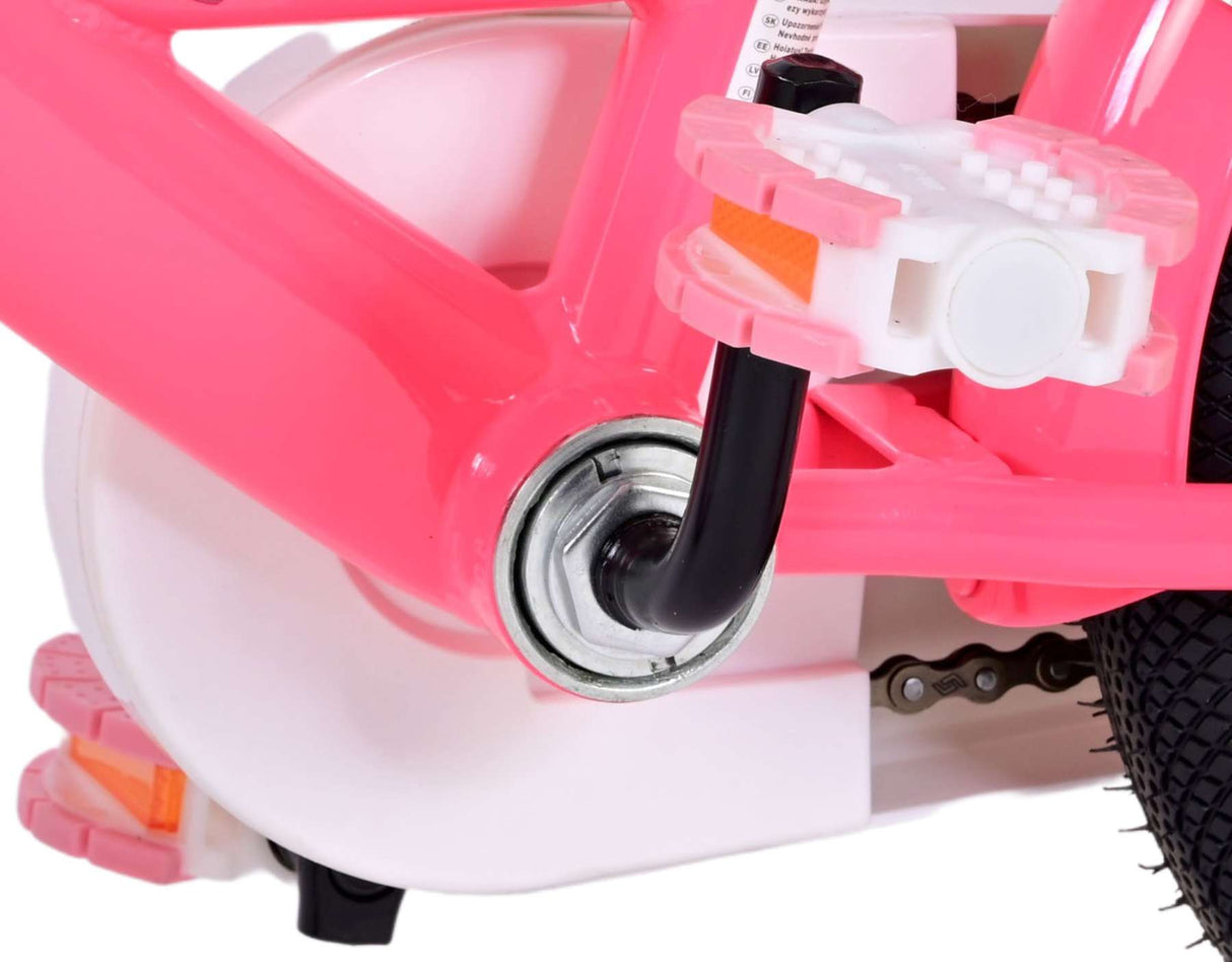 Volare Ashley Kinderfahrrad - Mädchen - 12 Zoll - Rosa/Rot - Zweihandbremsen