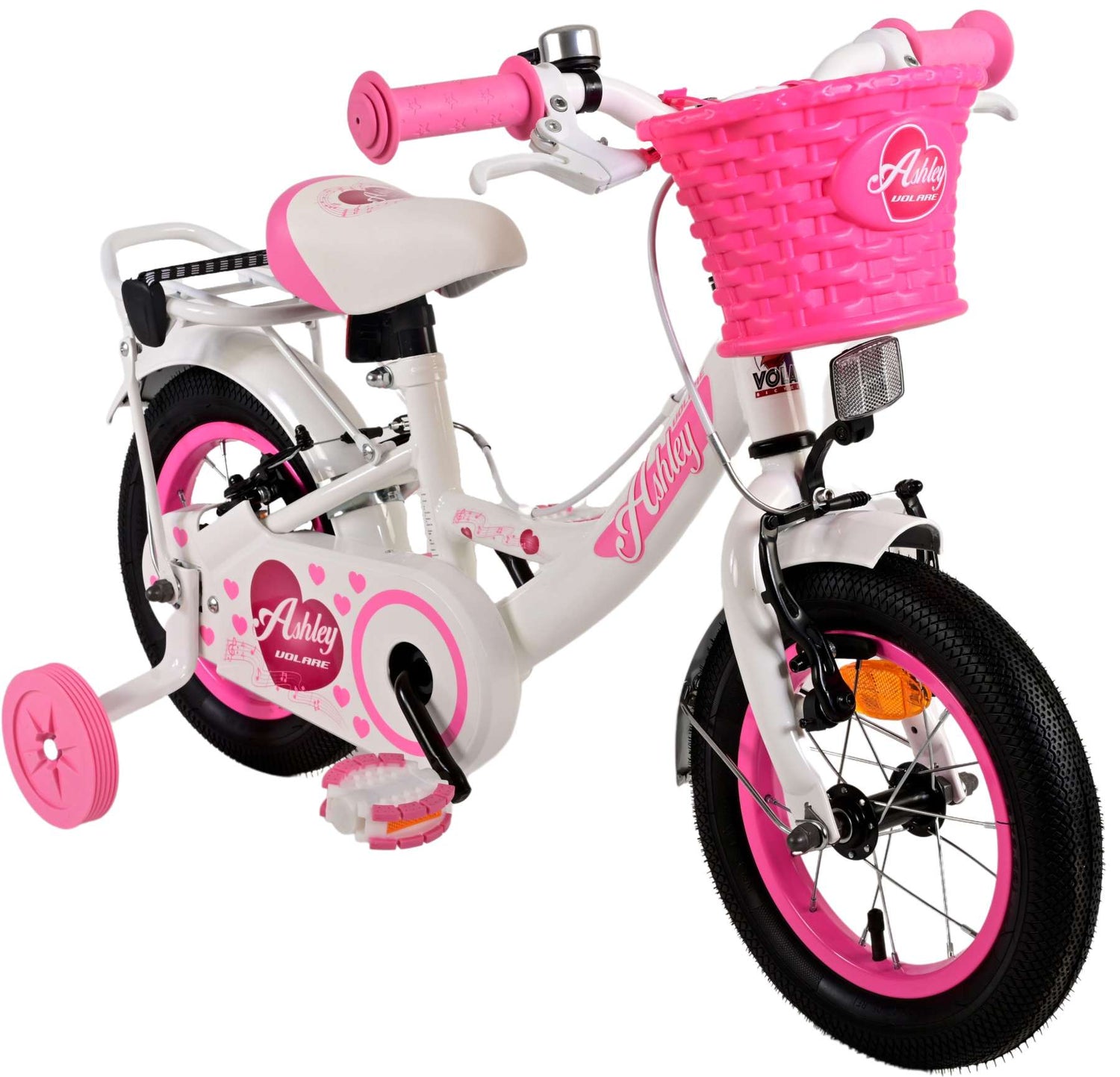 Volare Ashley Kinderfahrrad - Mädchen - 12 Zoll - Weiß - Zweihandbremsen