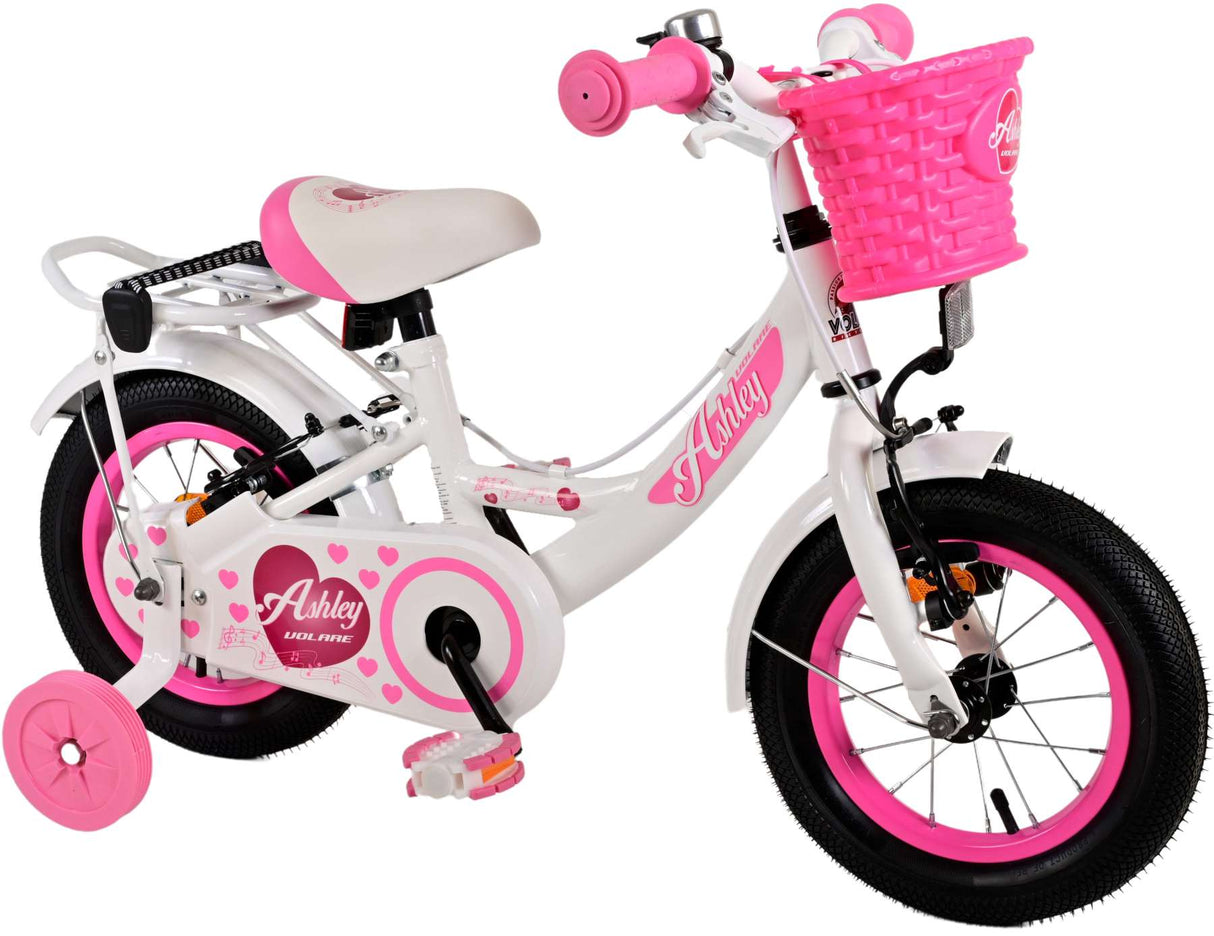 Volare Ashley Kinderfahrrad - Mädchen - 12 Zoll - Weiß - Zweihandbremsen