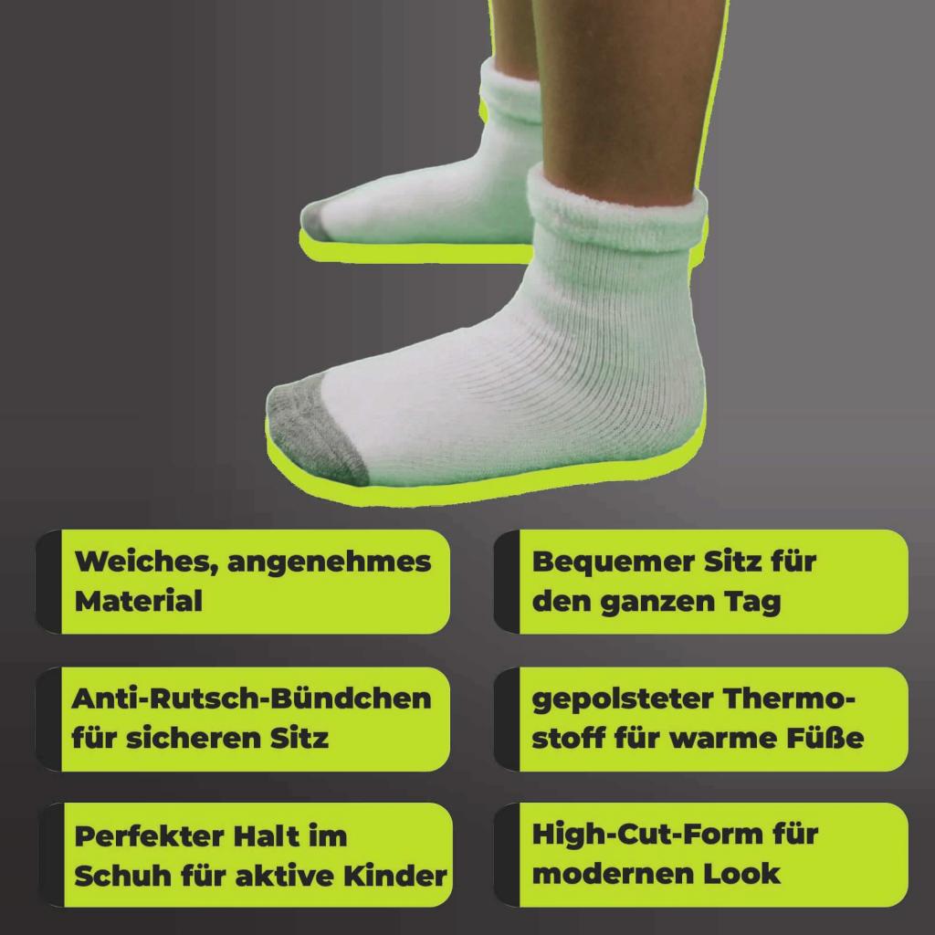 Athletech 6 Paar Thermo Socken für Kinder 3-5 Jahre mit Bündchen bis Gr. 34