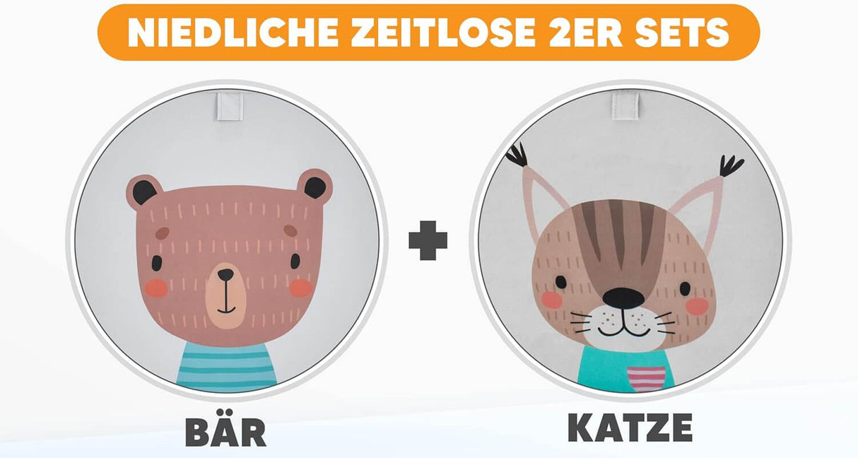 Fenchis Aufbewahrungsboxen Katzen- und Bärmotiv