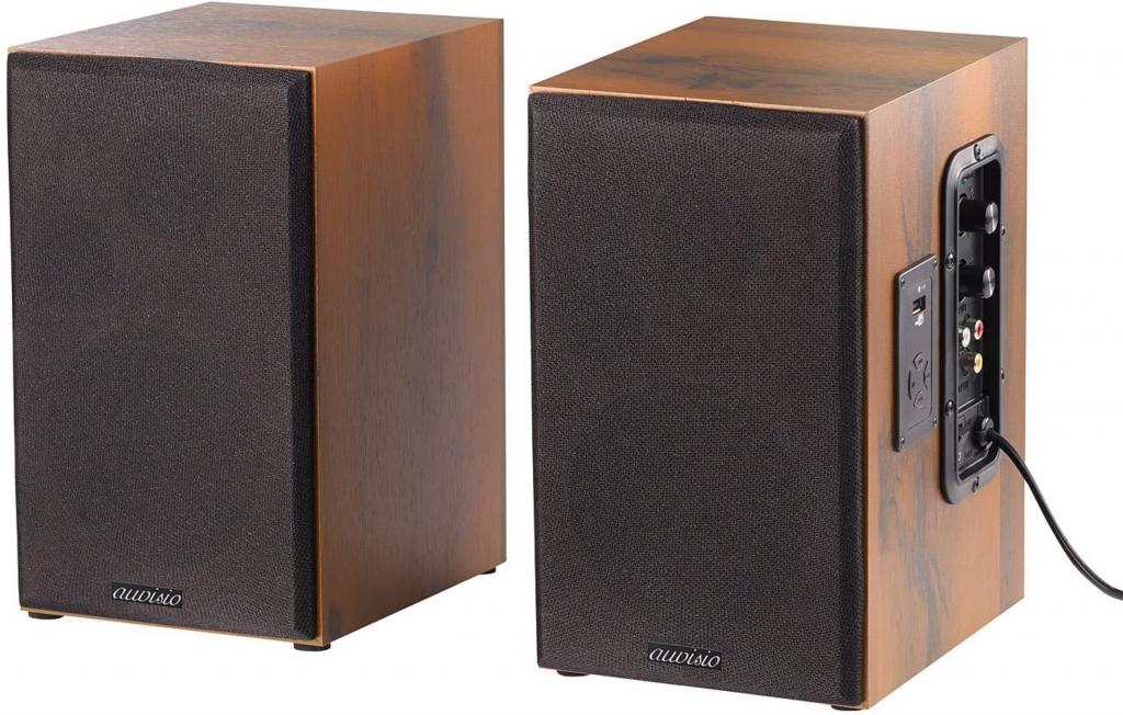 auvisio MSS-90.usb Lautsprecher Holz Gehäuse Aktiver Stereo-Regallautsprecher Bluetooth