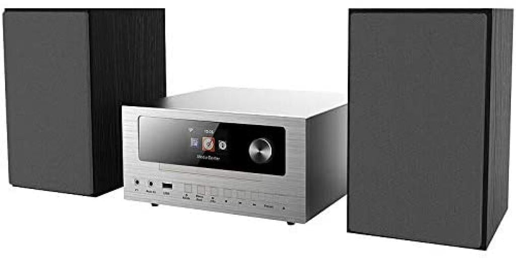auvisio IRS-550.CD Micro-Stereoanlage mit Webradio, DAB+, FM, CD, Bluetooth, USB, 100 W