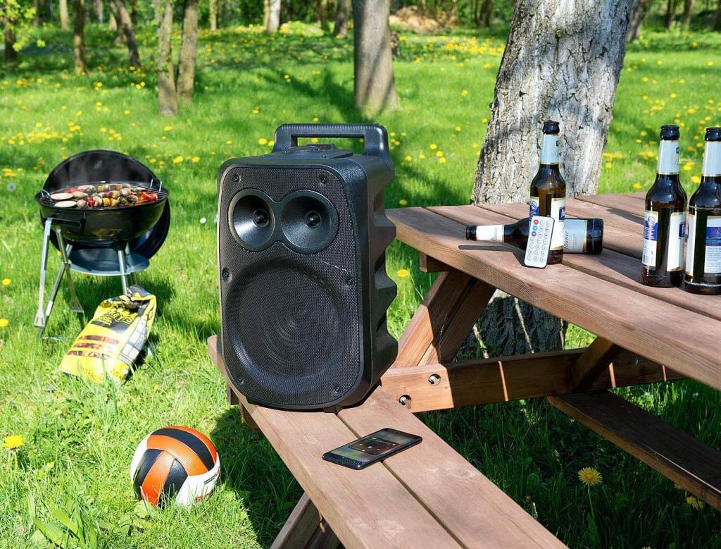 auvisio Partylautsprecher PMA-950.k Mobile PA-Partyanlage Bluetooth MP3 USB SD Karaoke UKW 150 Watt