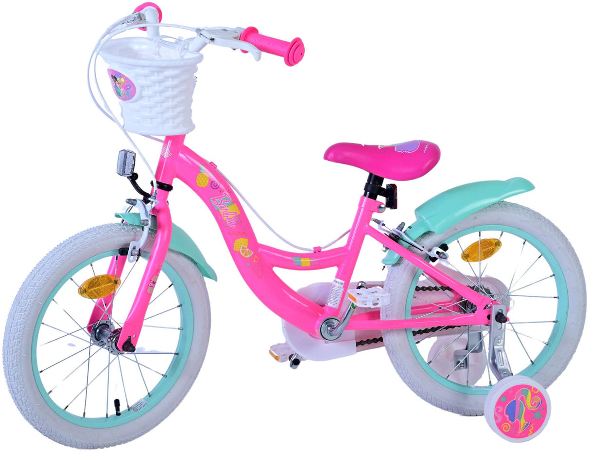 Volare Barbie Kinderfahrrad für Mädchen - 16 Zoll in Rosa mit zwei Handbremsen