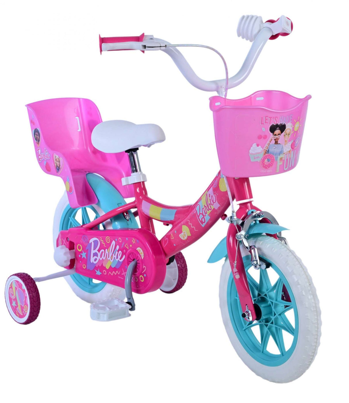 Volare Barbie Kinderfahrrad für Mädchen - 12 Zoll in Rosa mit Sicherheitsmerkmalen