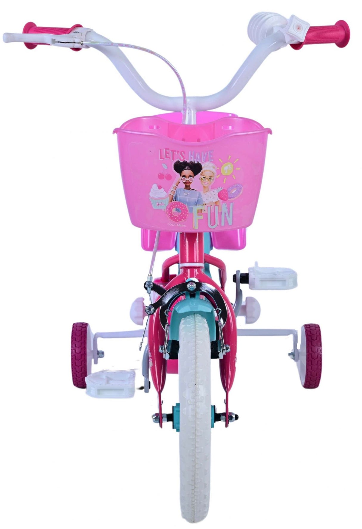 Volare Barbie Kinderfahrrad für Mädchen - 12 Zoll in Rosa mit Sicherheitsmerkmalen