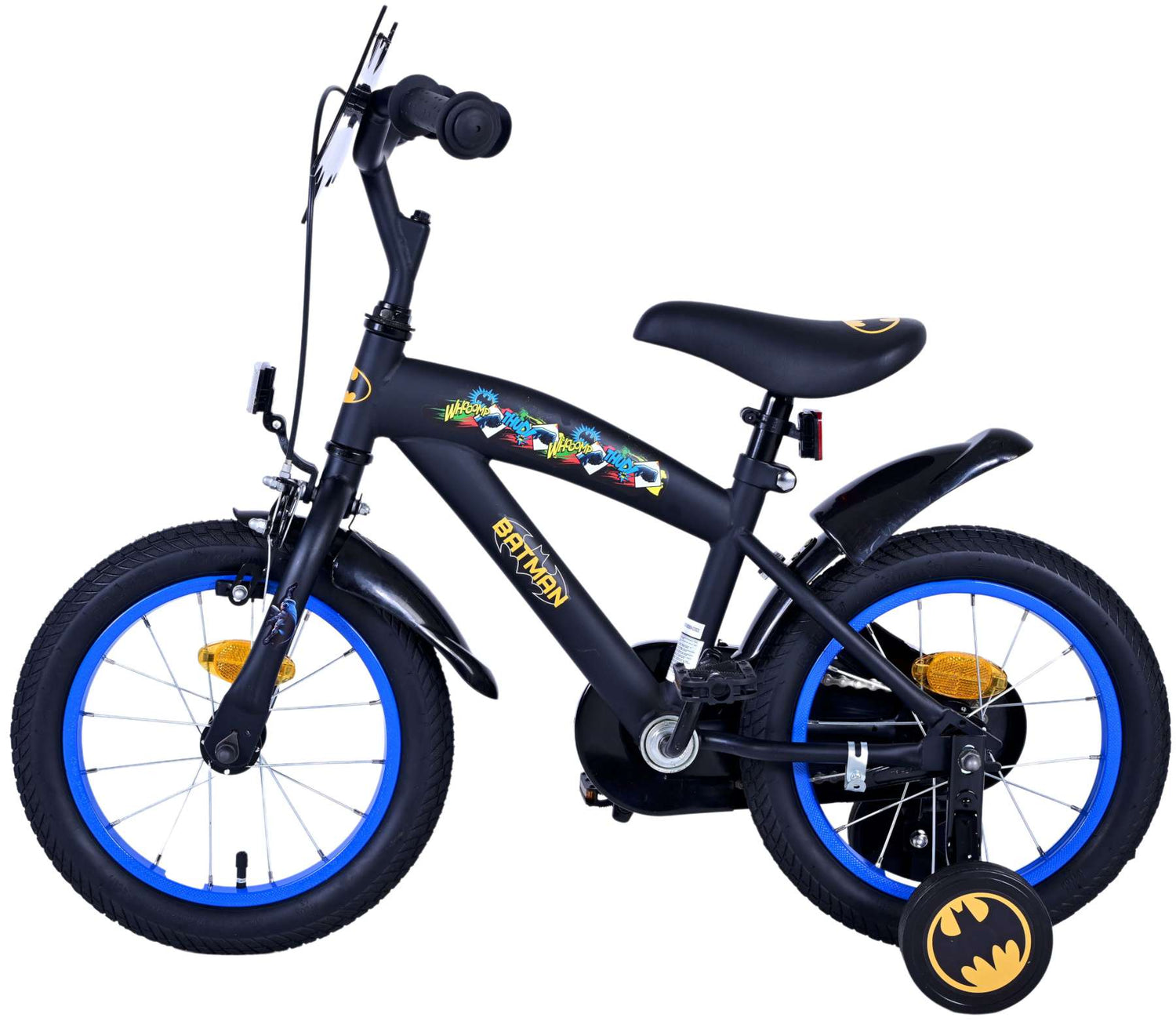 Kinderfahrrad Batman 14 Zoll von Volare - Schwarz, Leicht, mit Stützrädern