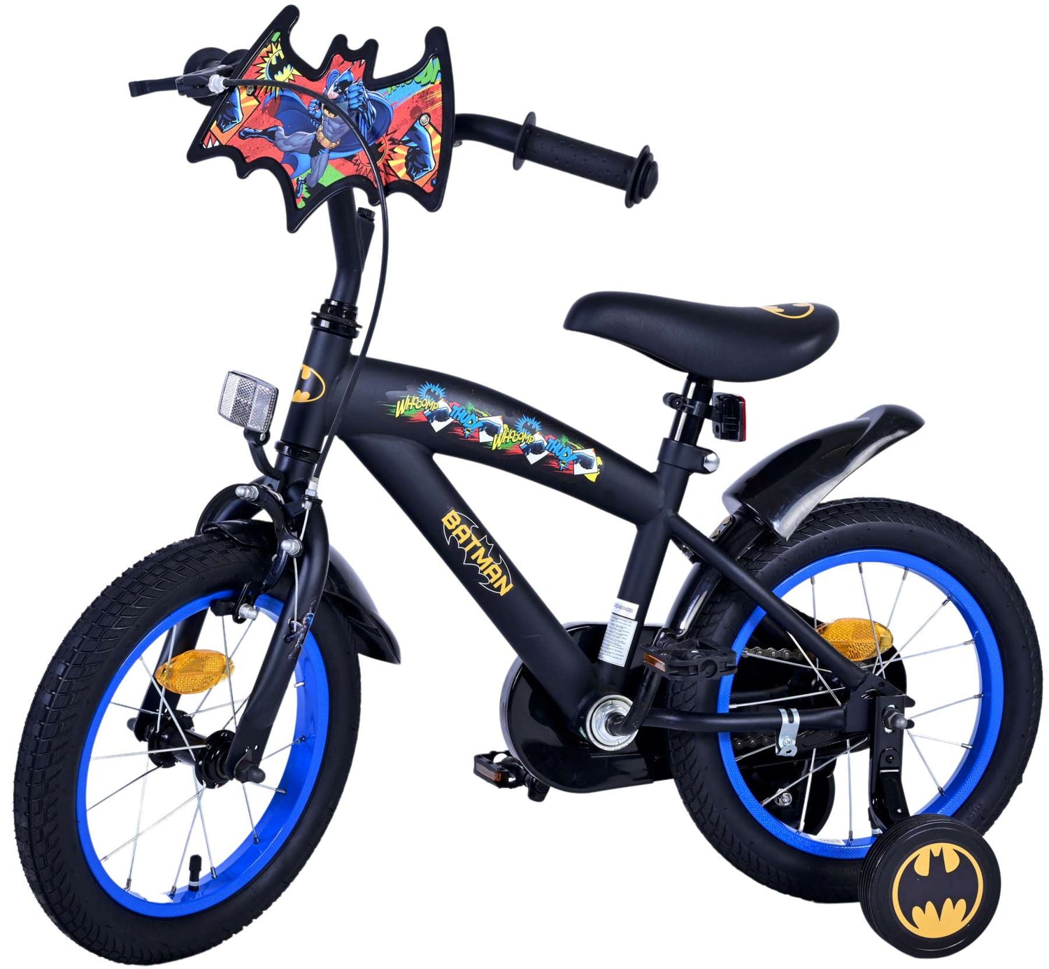 Kinderfahrrad Batman 14 Zoll von Volare - Schwarz, Leicht, mit Stützrädern