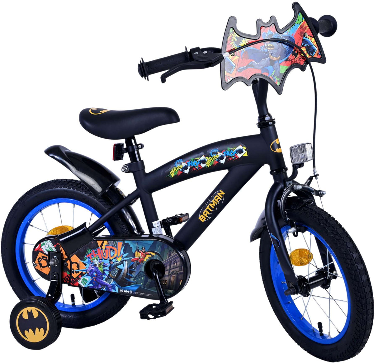 Kinderfahrrad Batman 14 Zoll von Volare - Schwarz, Leicht, mit Stützrädern