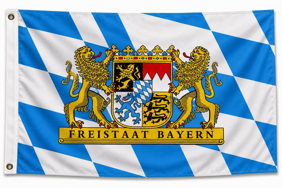 Flagge Bayern Löwe mit Spruch Freistaat 90 x 150 cm Fahne mit 2 Ösen