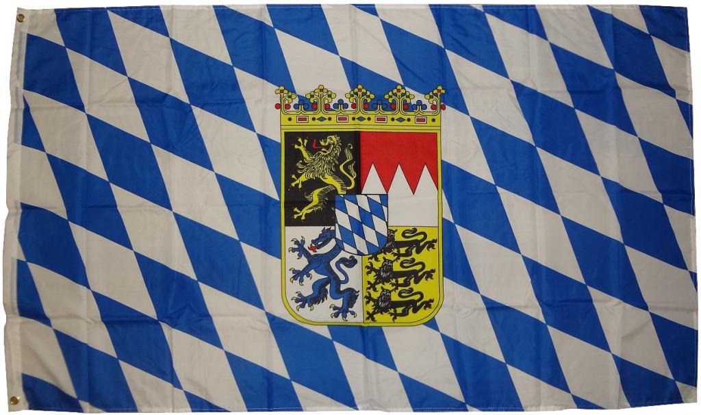 Flagge Bayern Wappen 250 x 150 cm Fahne mit 3 Ösen 100g/m² Stoffgewicht Hissflagge