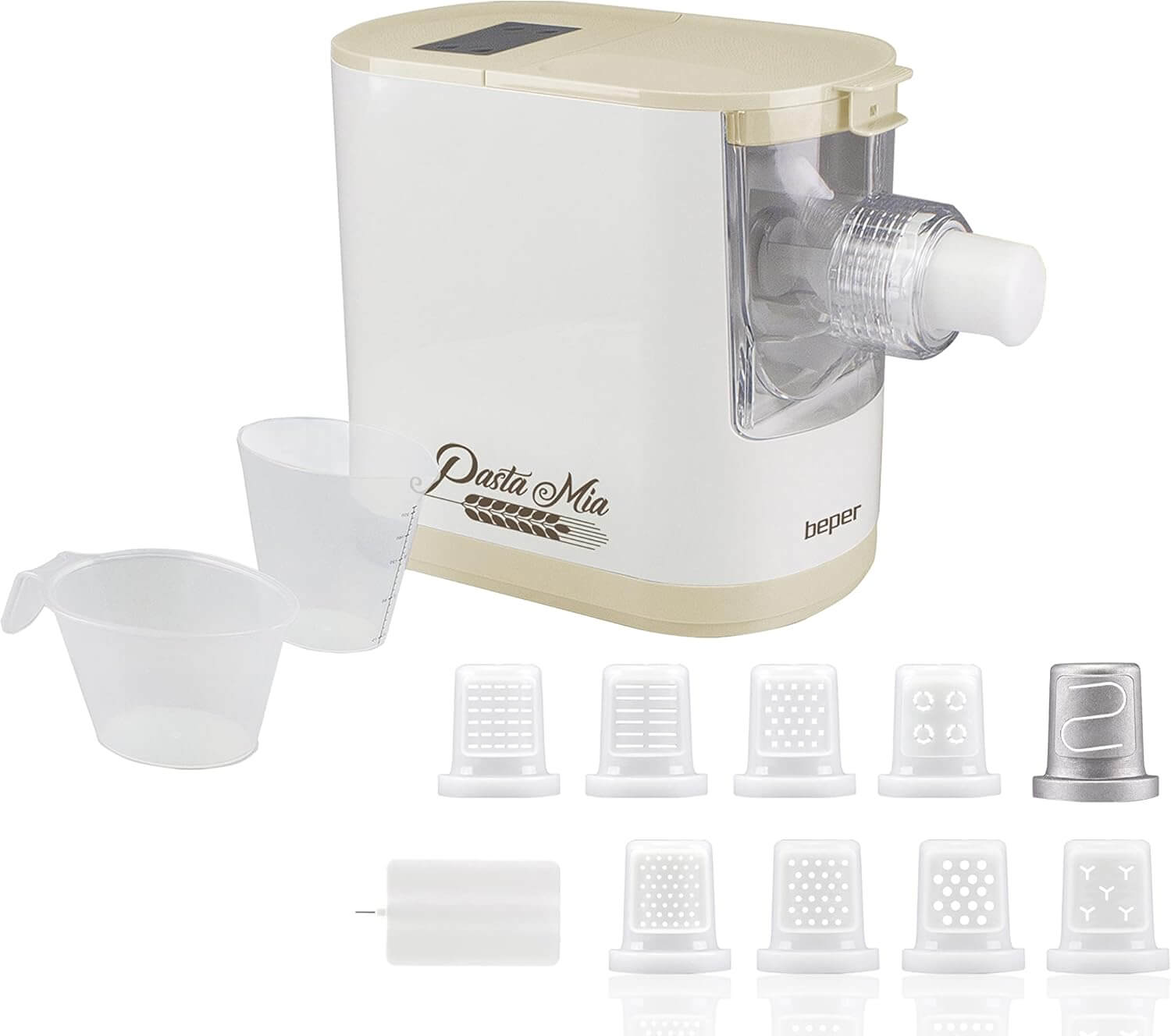 Beper P102SBA500 automatische Nudelmaschine, 9 Matrizen, 200W, für Hartweizen, glutenfreie & Eiernudeln, kompakt, einfach zu reinigen