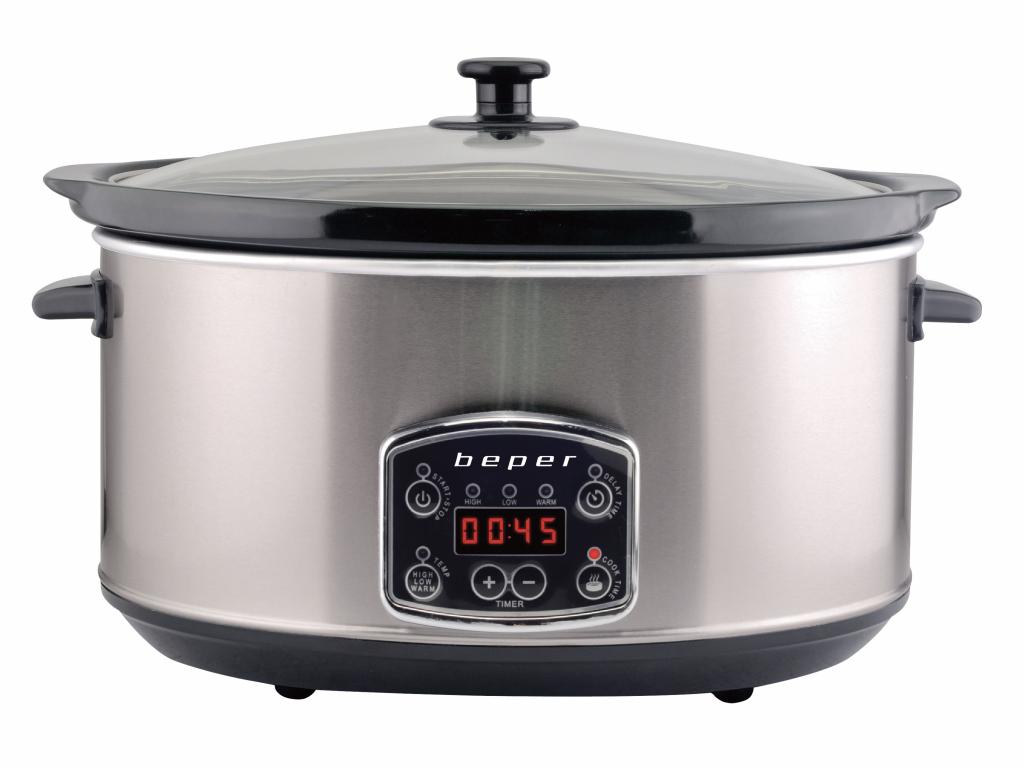 Beper BC.510 Slow Cooker, Crock-Pot, 280 W, 4,5 Liter, Glaskeramik, Schongarer