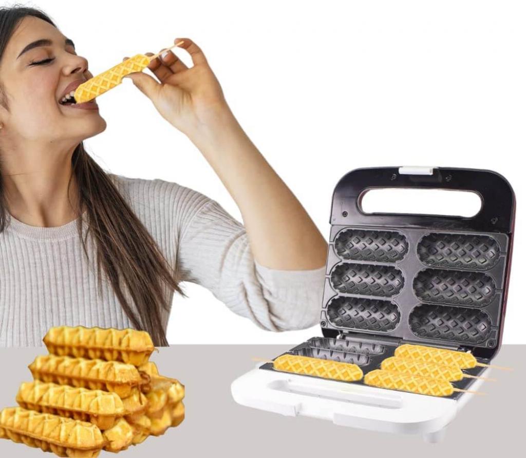 Beper P101CUD100 Waffeleisen für Waffel am Spiess in rot antihaftbeschichtet für 6 Waffeln