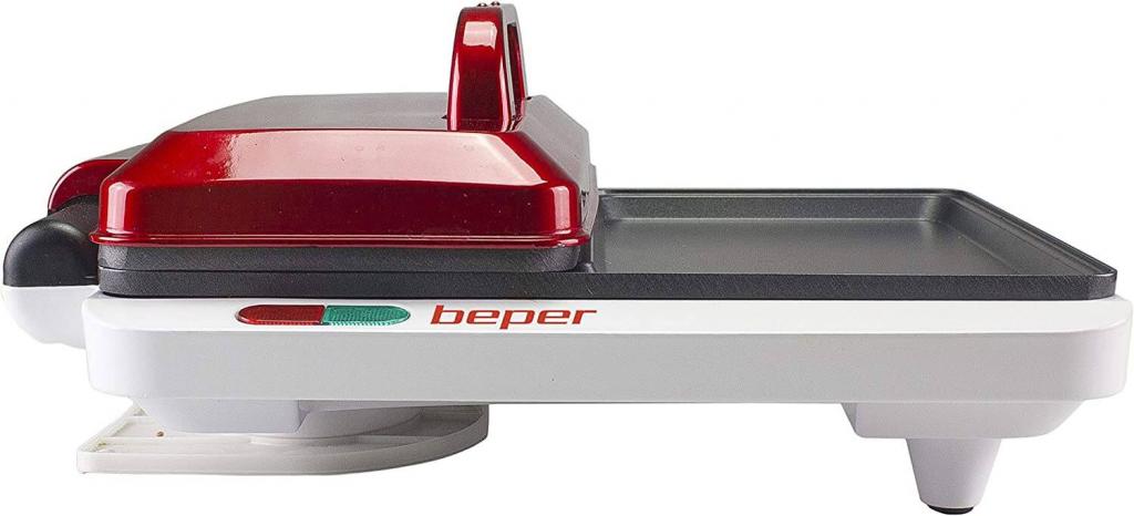 Beper P101CUD500 Multifunktionsgrill in Rot mit Antihaft-Beschichtung & 4 Kochflächen