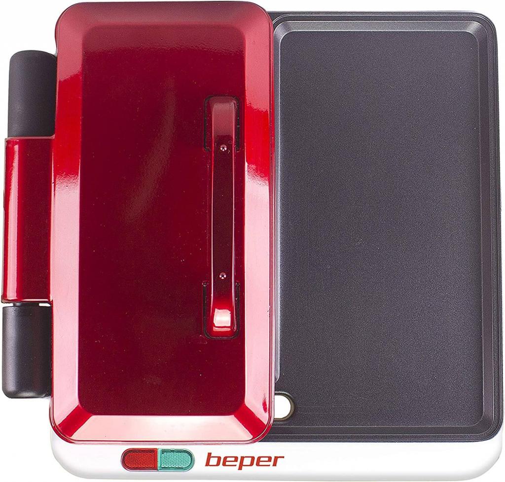 Beper P101CUD500 Multifunktionsgrill in Rot mit Antihaft-Beschichtung & 4 Kochflächen