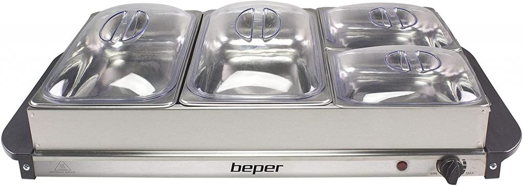 BEPER P101TEM002 Buffetwärmer aus Stahl/Kunststoff Grau metallic Essenswärmer Warmhalter