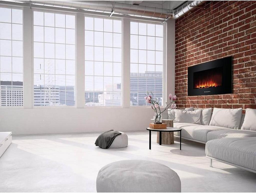 Beper RI.503 Elektrischer Wandkamin, Stahlgehäuse mit gehärteter Glasfront & 2 Heizstufen