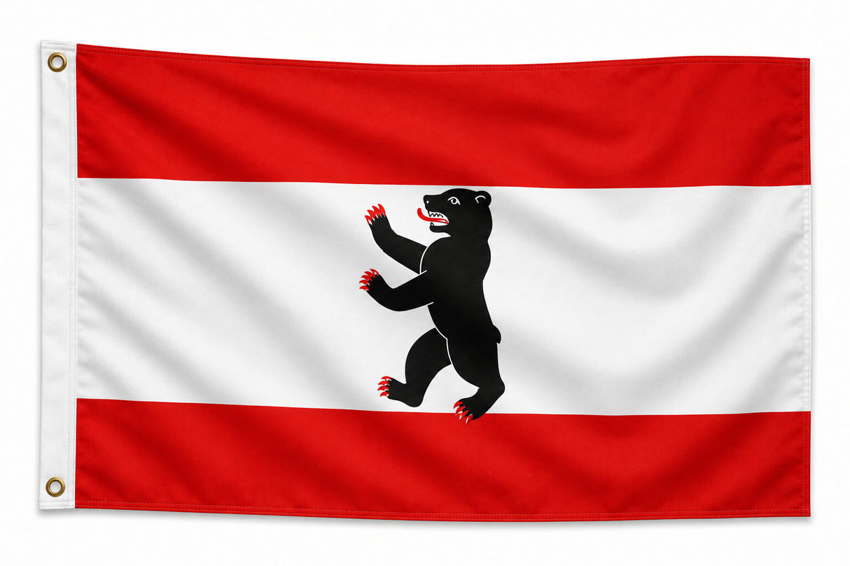 Flagge Berlin ohne Krone 90 x 150 cm Fahne mit 2 Ösen 100g/m² Stoffgewicht Hissflagge