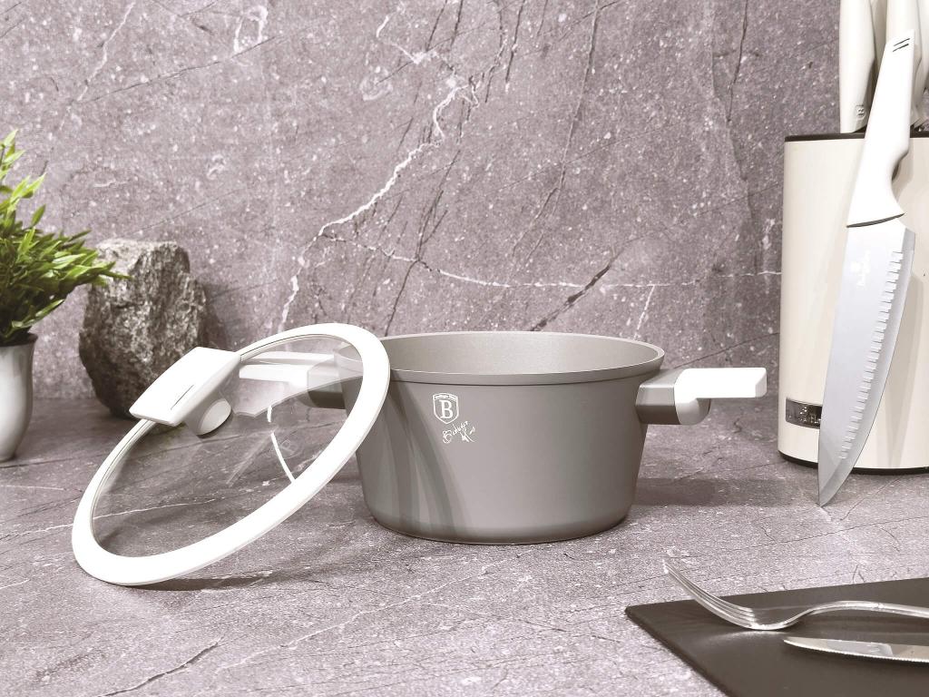 Berlinger Haus BH/7066 Aspen Collection Kasserolle in Grau mit Deckel Topf Durchmesser 20 cm