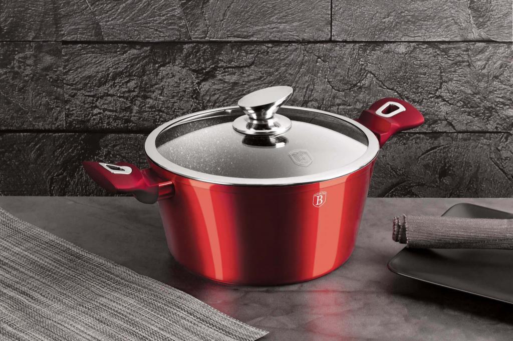 Berlinger Haus BH/1256N Metallic Line Burgundy Kasserolle in Rot mit Deckel Topf Durchmesser 20 cm