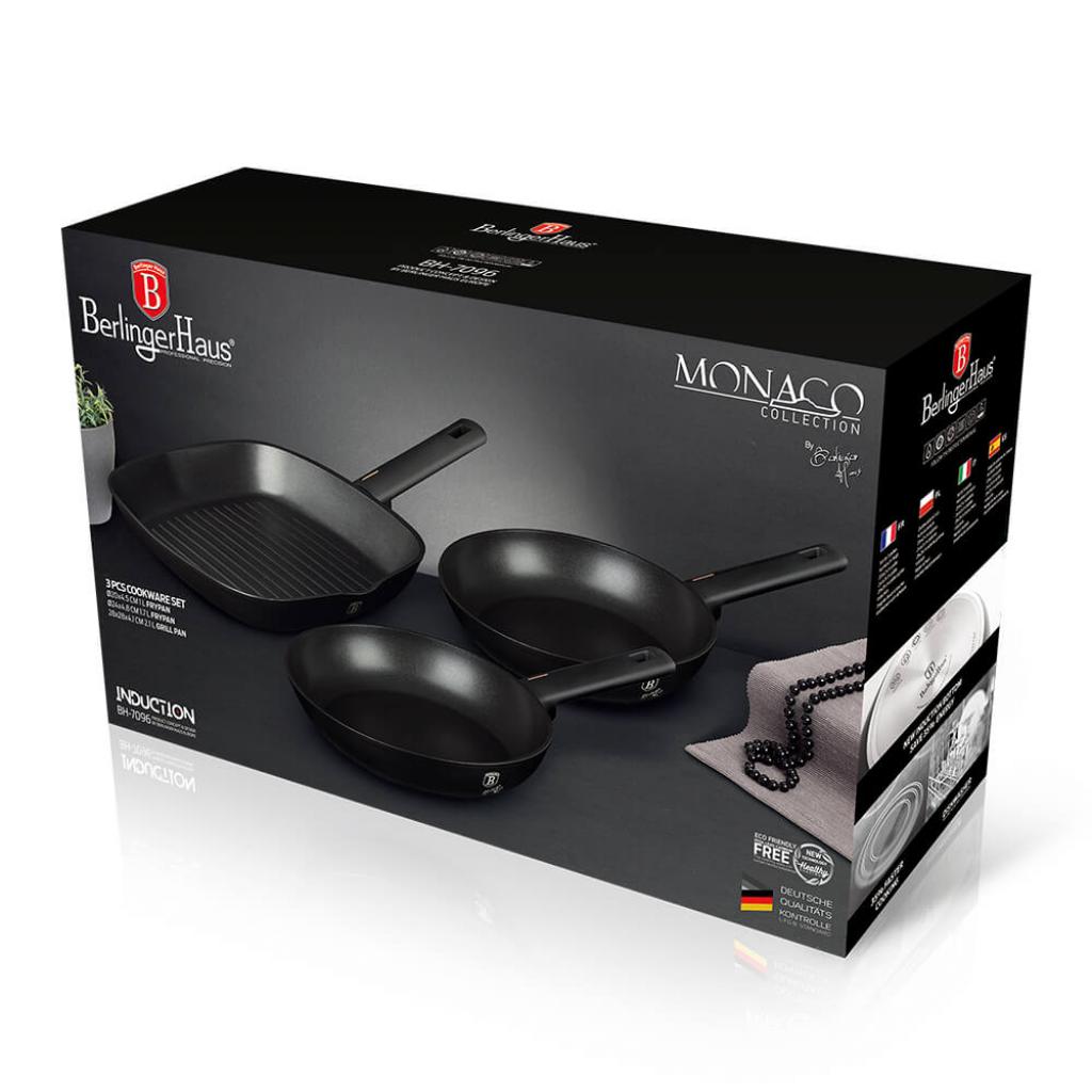 Berlinger Haus BH/7096 Monaco Collection Bratpfannen Set 3 tlg. in schwarz