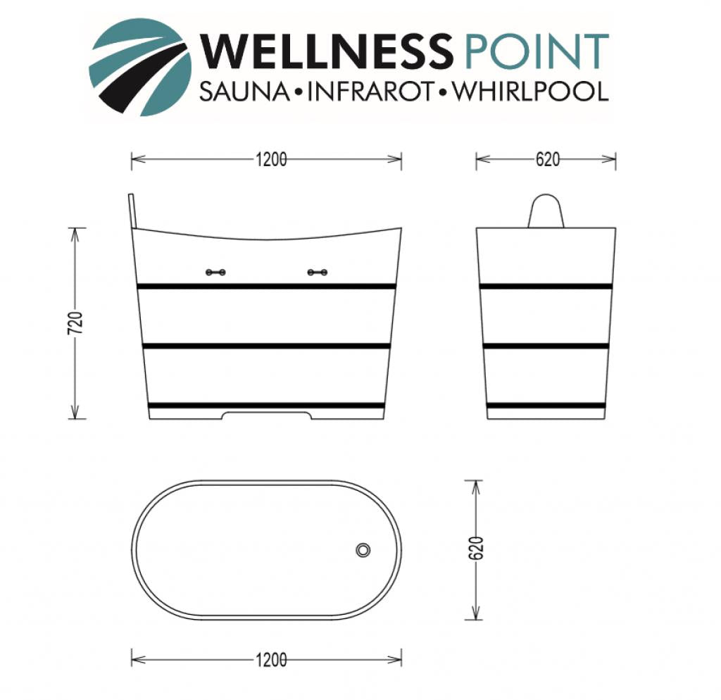 PureHaven freistehende Holzbadewanne 120x62cm aus Zedernholz 120 L ergonomische Formgebung pflegeleichte Oberfläche verstärkter Rahmen inkl. Ablauf