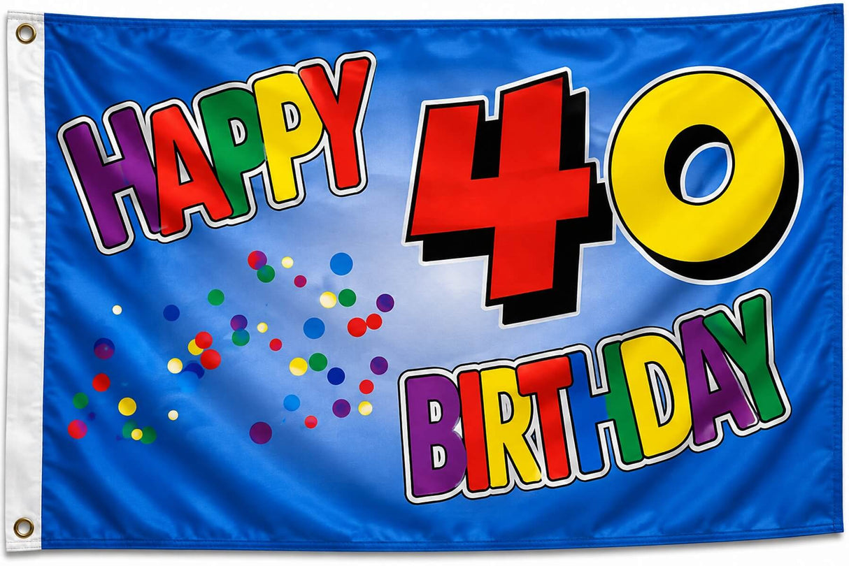 Flagge Geburtstag 40 Jahre Happy Birthday 90x150 cm mit 2 Ösen