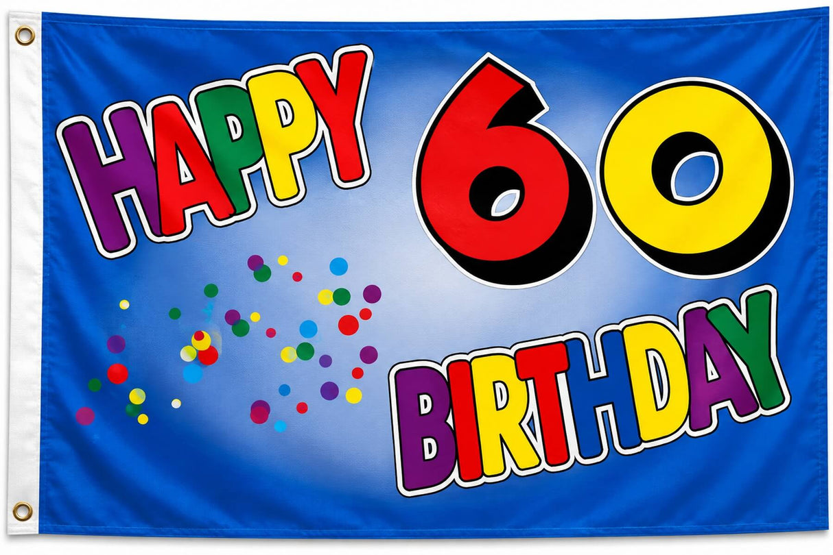 Flagge Geburtstag 60 Jahre Happy Birthday 90x150 cm mit 2 Ösen