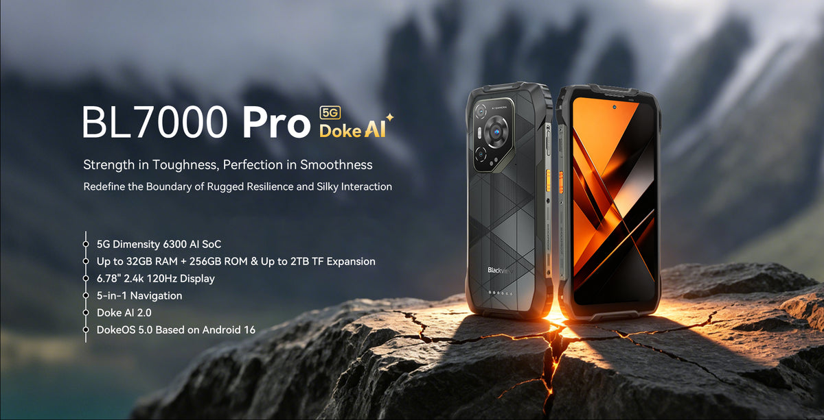 Blackview BL7000 Pro auf dem Berggipfel mit Daten über Leistung