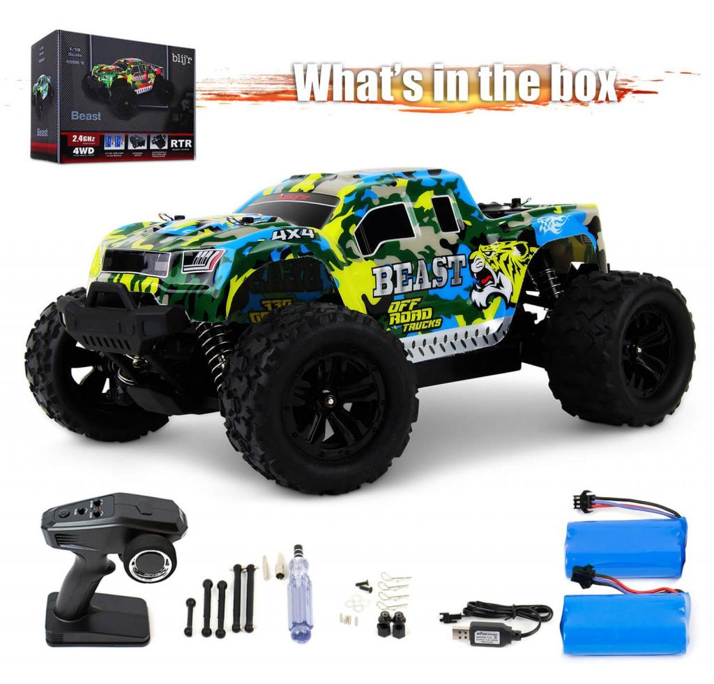 Blij´r Beast Blue ferngesteuertes RC Auto 45 km/h, 1:18, 2 Akkus, Allrad, 100m, Monstertruck