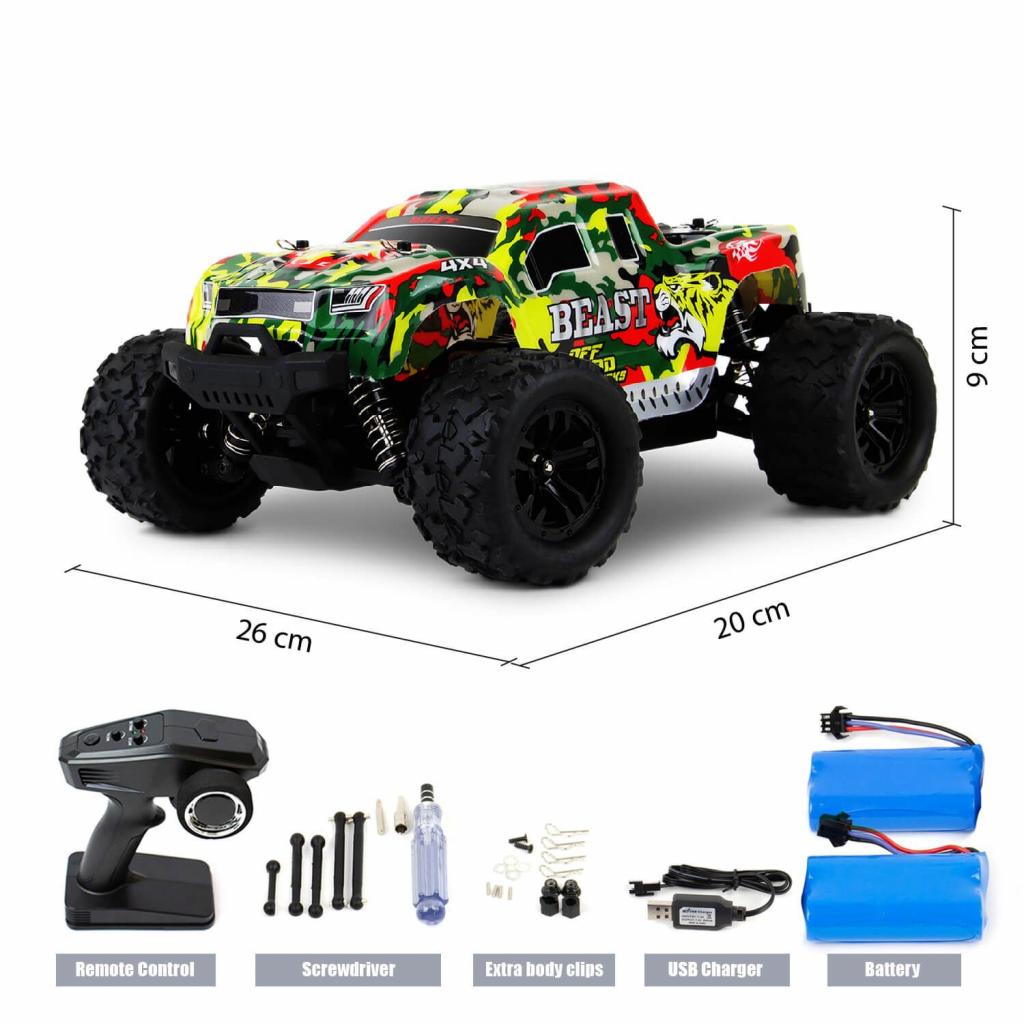Blij´r Beast Red ferngesteuertes RC Auto 45 km/h, 1:18, 2 Akkus, Allrad, 100m, Monstertruck
