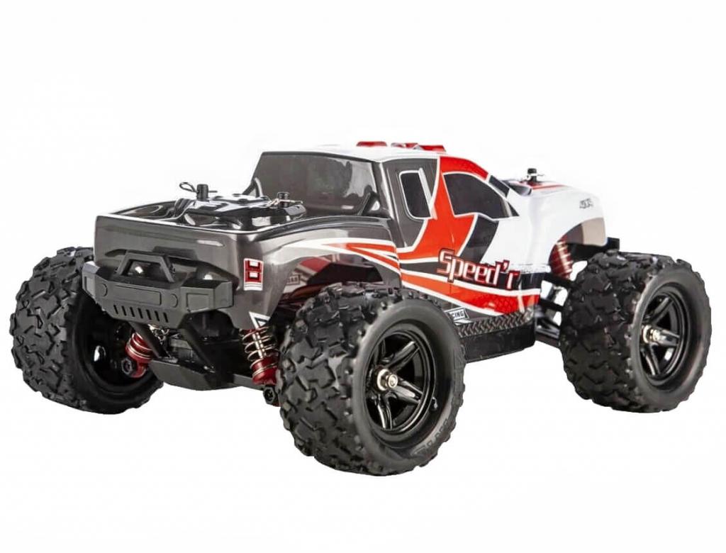 Blij´r Speed´r Rot ferngesteuerter RC Monstertruck 45 km/h, 1:18, 2 Akkus, Allrad, 100m, Funk Auto