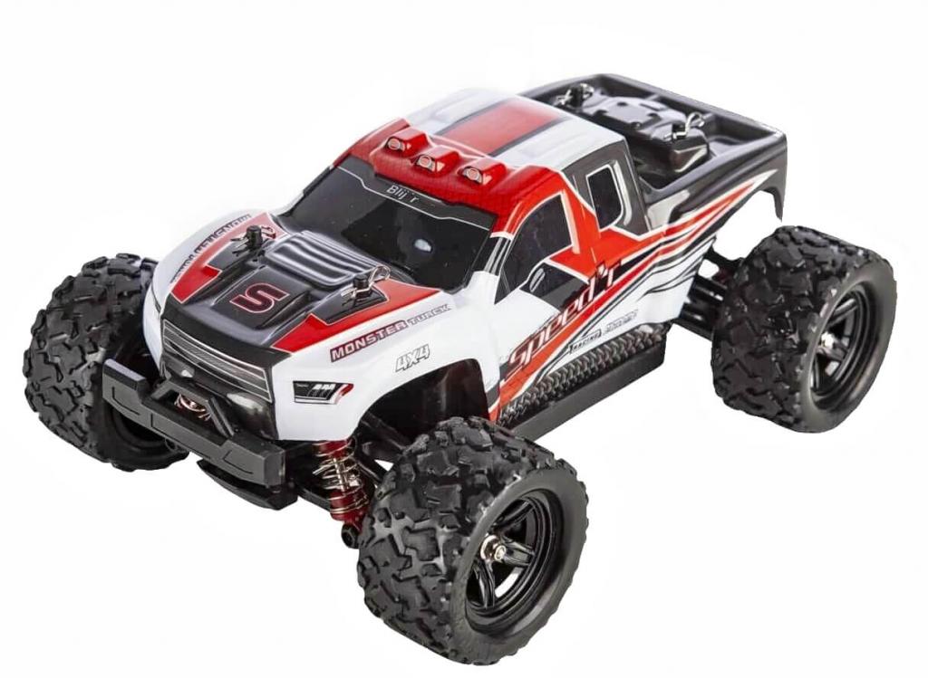 Blij´r Speed´r Rot ferngesteuerter RC Monstertruck 45 km/h, 1:18, 2 Akkus, Allrad, 100m, Funk Auto