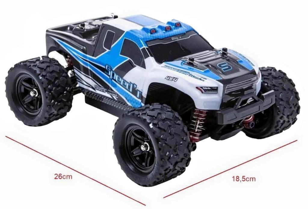 Blij´r Speed´r Blau ferngesteuertes RC Auto 45 km/h, 1:18, 2 Akkus, Allrad, 100m, Monstertruck