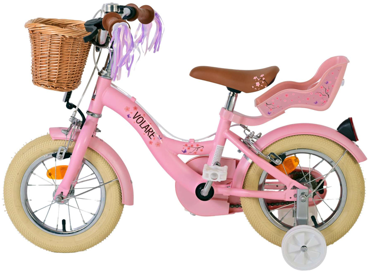 Volare Blossom Kinderfahrrad - Mädchen - 12 Zoll - Rosa - Zwei Handbremsen
