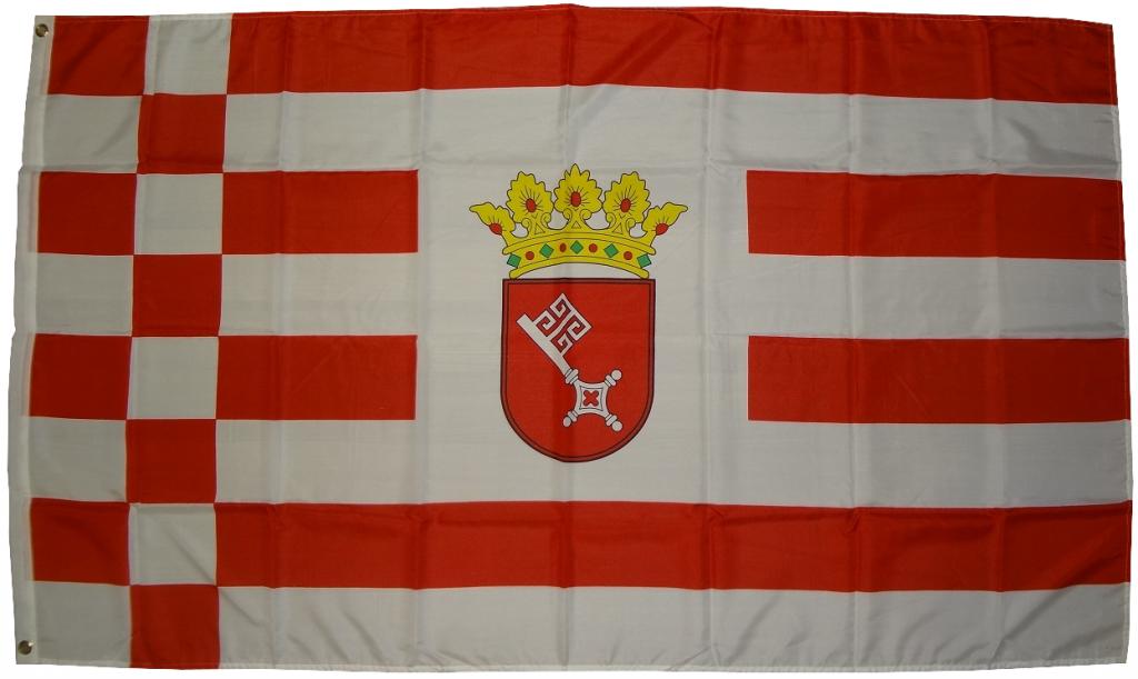 Flagge Bremen 250 x 150 cm Fahne mit 3 Ösen 100g/m² Stoffgewicht Hissflagge Hissen