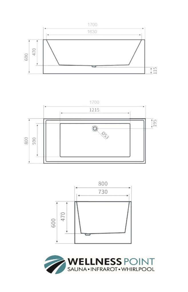 PureHaven freistehende Luxus Acryl-Badewanne 170x80 cm elegant inkl. Siphon Überlaufschutz leicht zu pflegende Oberfläche extra starker Rahmen Weiß