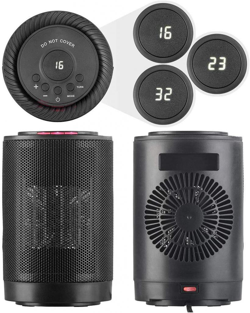 Carlo Milano Keramiklüfter Digitaler Keramik-Tisch-Heizlüfter, 3 Stufen & Oszillation, 1.200 Watt