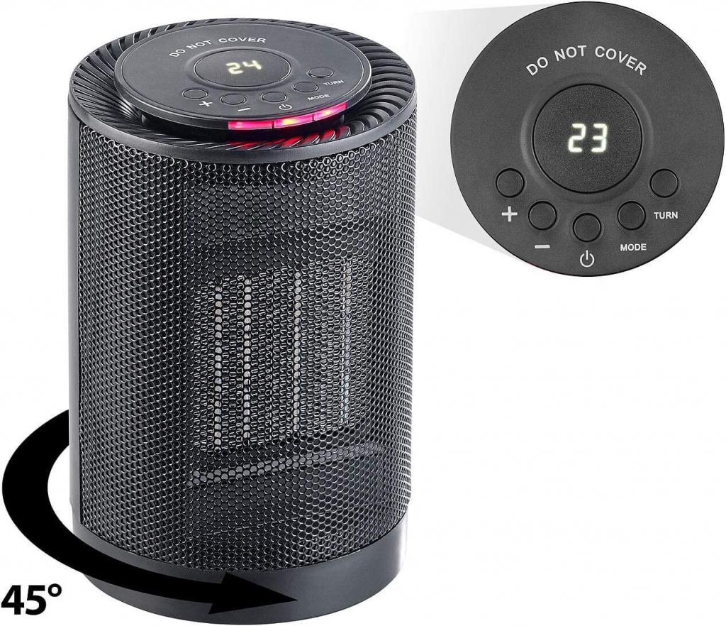 Carlo Milano Keramiklüfter Digitaler Keramik-Tisch-Heizlüfter, 3 Stufen & Oszillation, 1.200 Watt