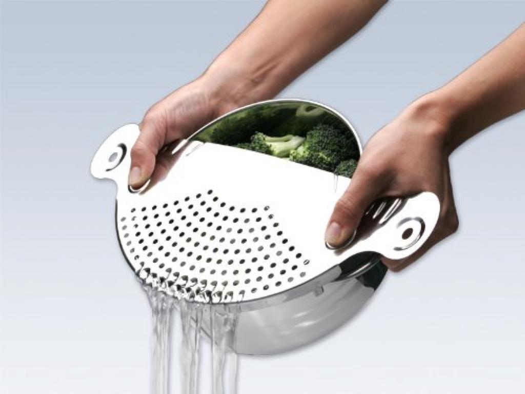 CHG Edelstahl Abgießhilfe für Töpfe Abgießsieb Nudelsieb rostfrei Abtropfhilfe Topf