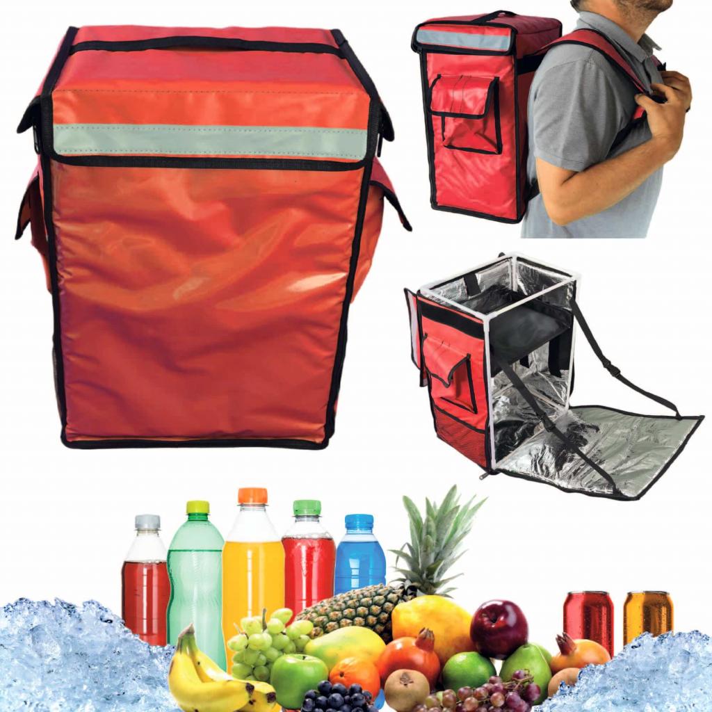 CoolQuest isolierte Kühltasche 42 Liter in Rot, Thermobox wasserdicht Picknick Rucksack Liefertasche