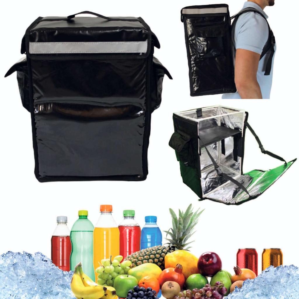 CoolQuest isolierte Kühltasche 42 Liter in Schwarz Thermobox wasserdicht Picknick Rucksack Liefertasche